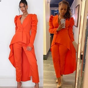 Missguided Puff Sleeve Blazer & Pants